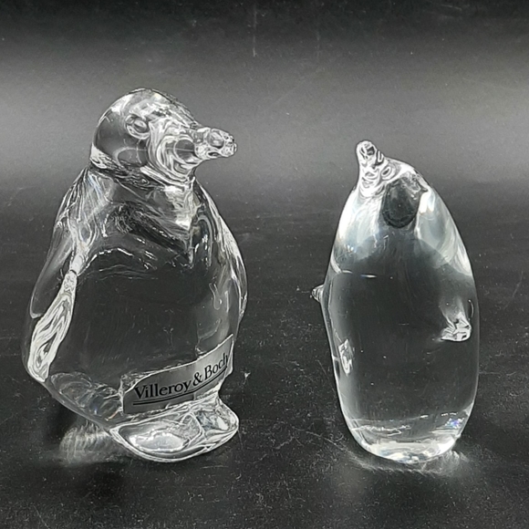 Vintage Villeroy & Boch Art Glass Penquin Figurines Sticker Signed on Bottom - Picture 1 of 9